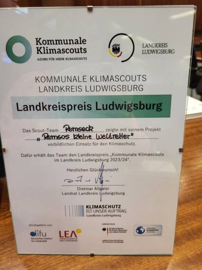 Urkunde Landkreispreis